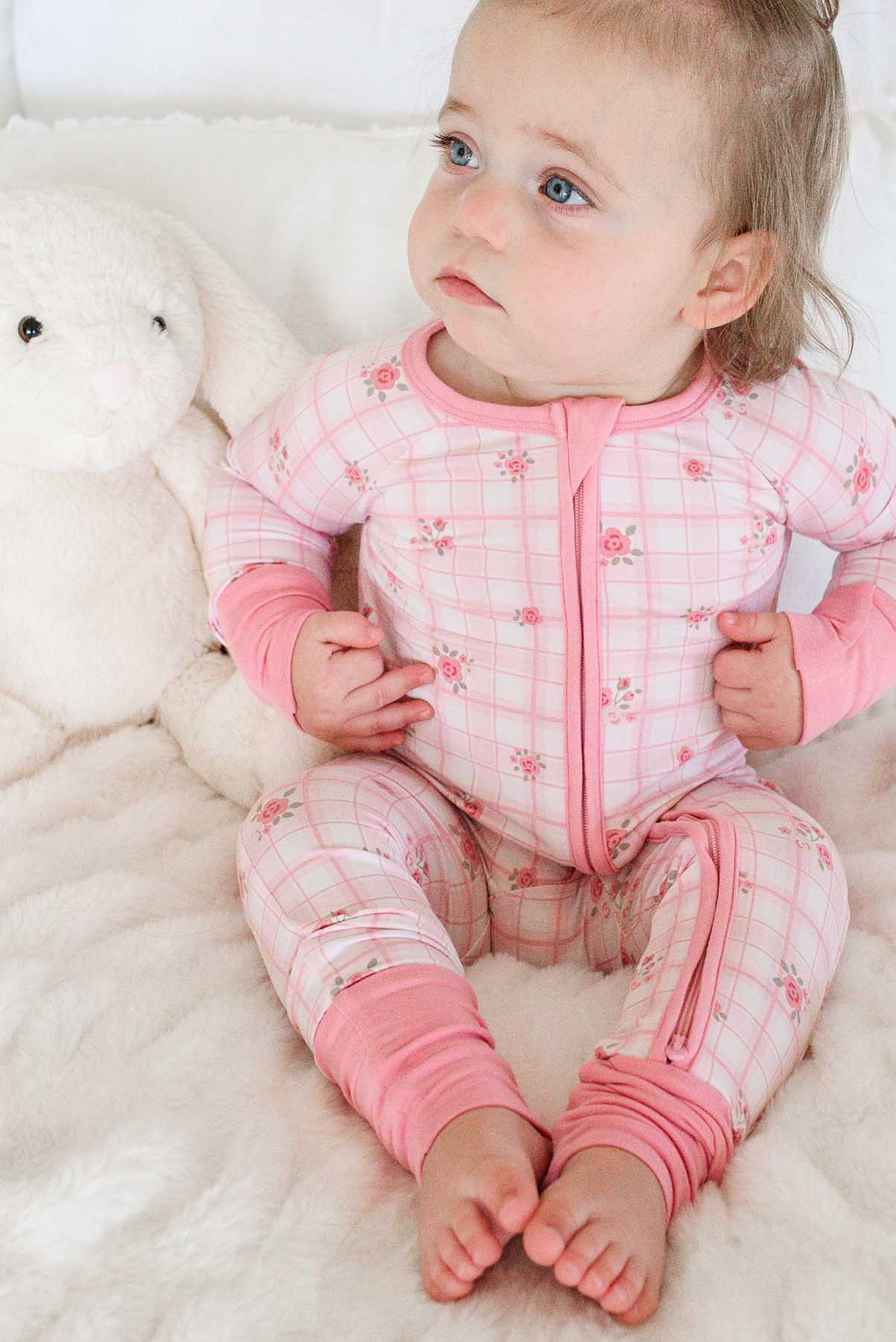 Convertible Bamboo Zip Romper | Primrose Plaid | Caden Lane