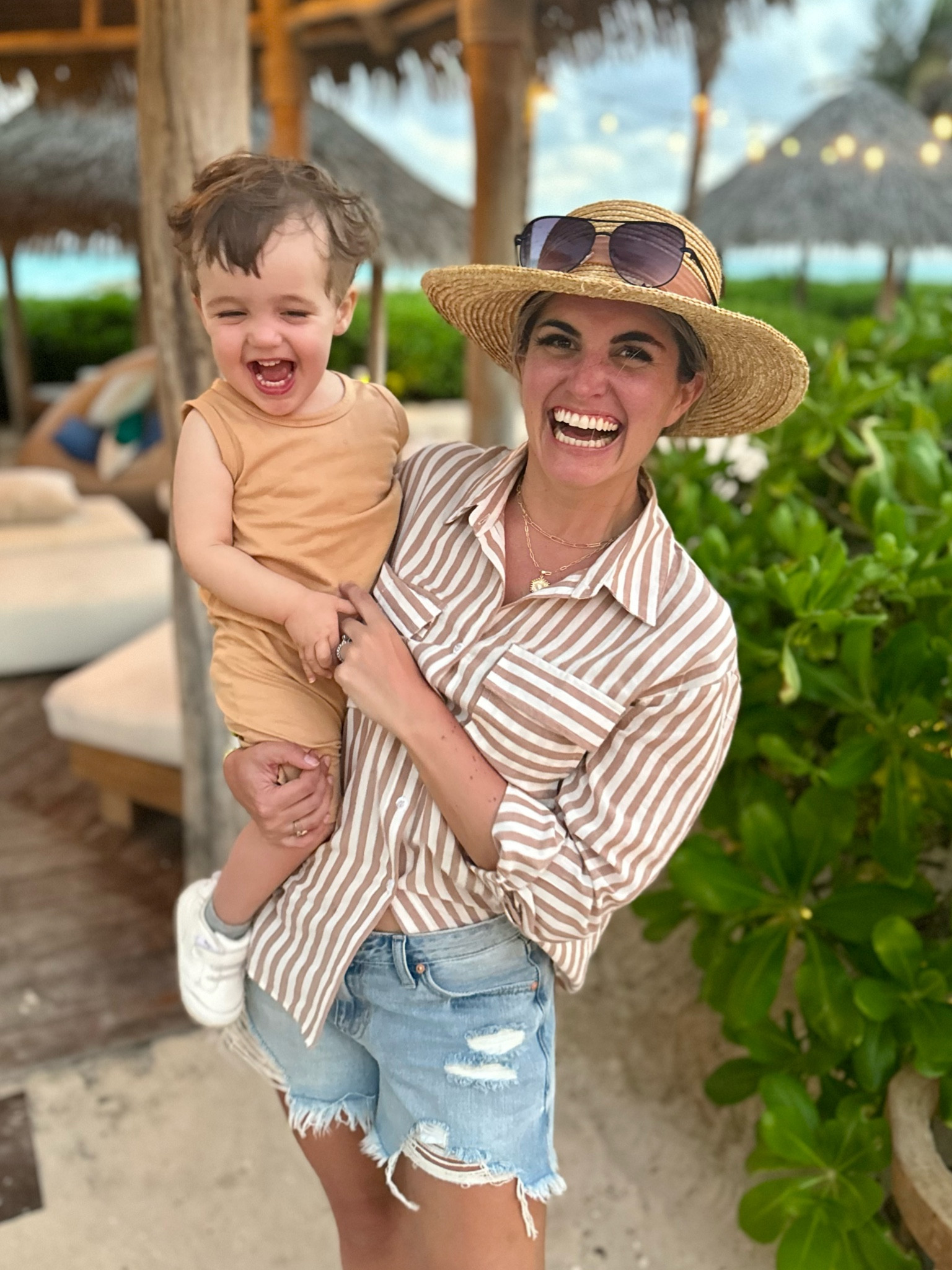 The Cutest Causal Vacation outfit! The top is also the perfect beach coverup 

Swimsuit, coverup, shorts, jean shorts, beach hat, sunglasses 

#LTKtravel #LTKfindsunder50 #LTKswim