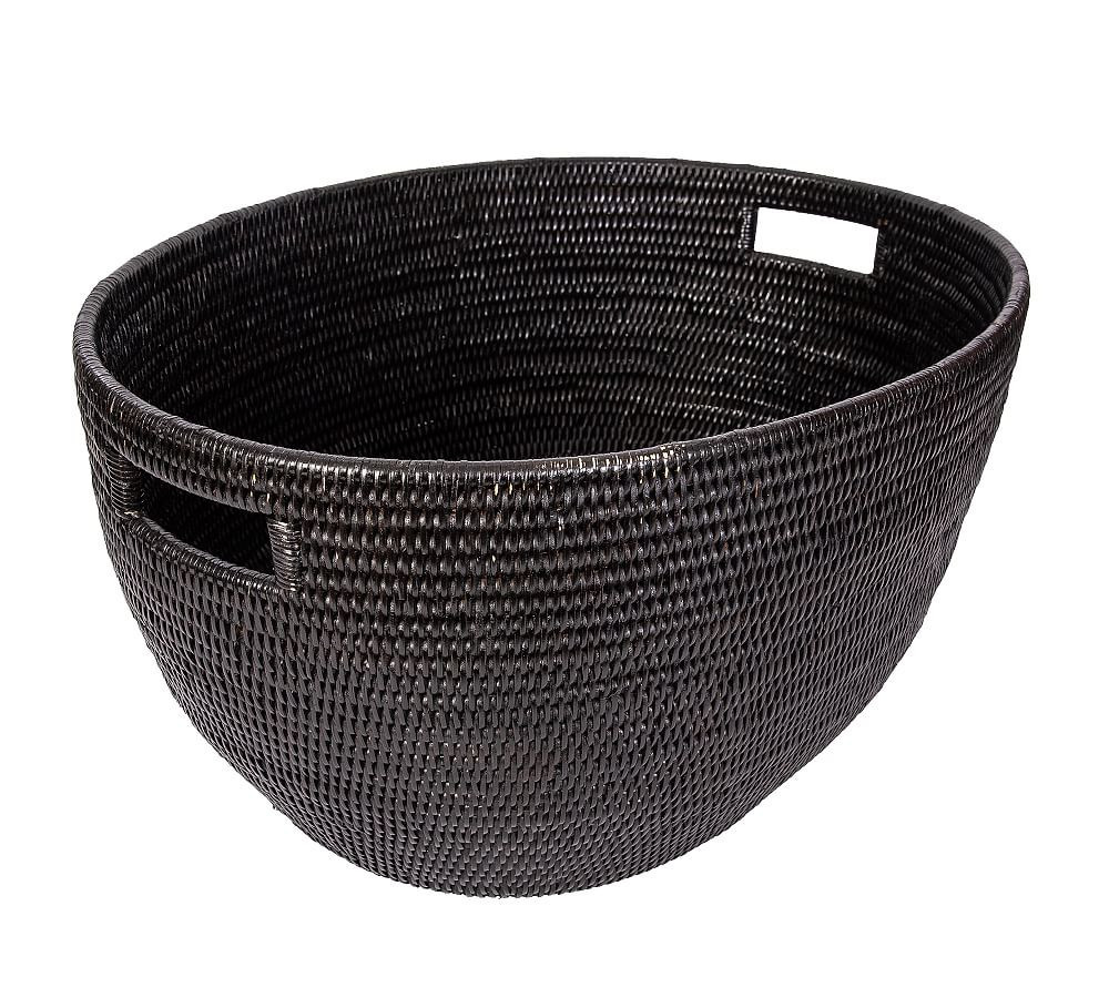 Tava Handwoven Rattan Laundry Basket, Espresso | Pottery Barn (US)