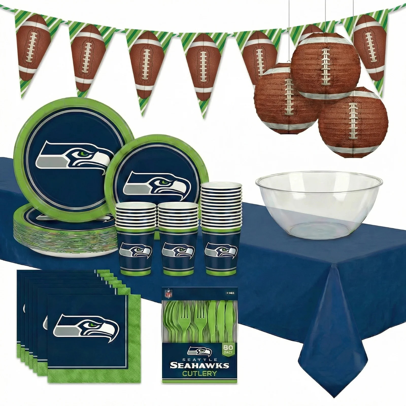 Seattle Seahawks Party Kit NFL Super Bowl for 24 People (Products may vary) | Walmart (US)