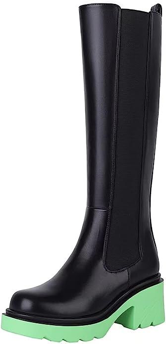 Amazon.com: vivianly Womens Mid Calf Chelsea Boots Platform Booties Chunky Block Heel Shoes Ankle... | Amazon (US)