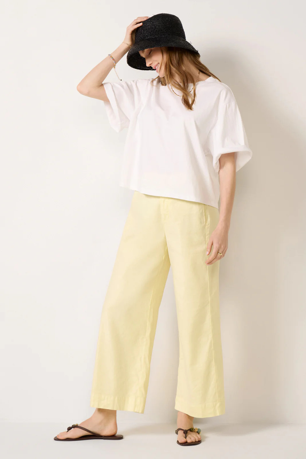 Joelle Stretch Linen Crop Pant | Evereve