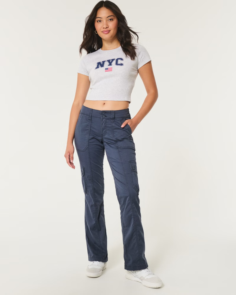 Women's Mid-Rise Relaxed Cargo Boot Pants | Women's Bottoms | HollisterCo.com | Hollister (US)