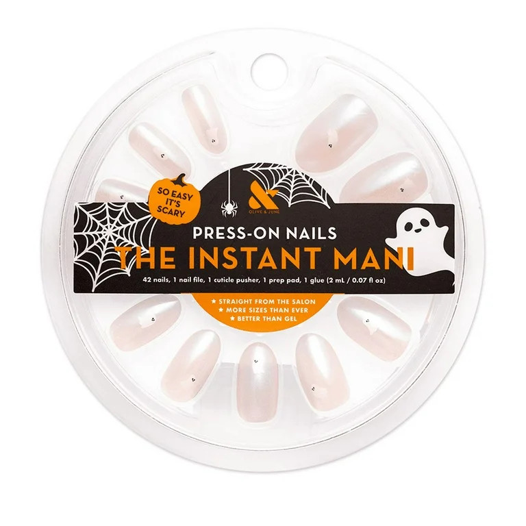 Olive & June Instant Mani Medium Oval Press-On Nails, Iridescent Ghosts, 42 Pieces | Walmart (US)