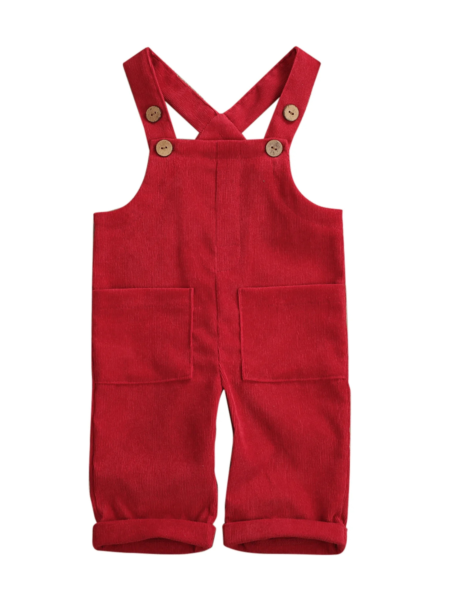Diconna Baby Boy Girl Overalls Corduroy Jumpsuit with Pocket Red 2-3 Years - Walmart.com | Walmart (US)