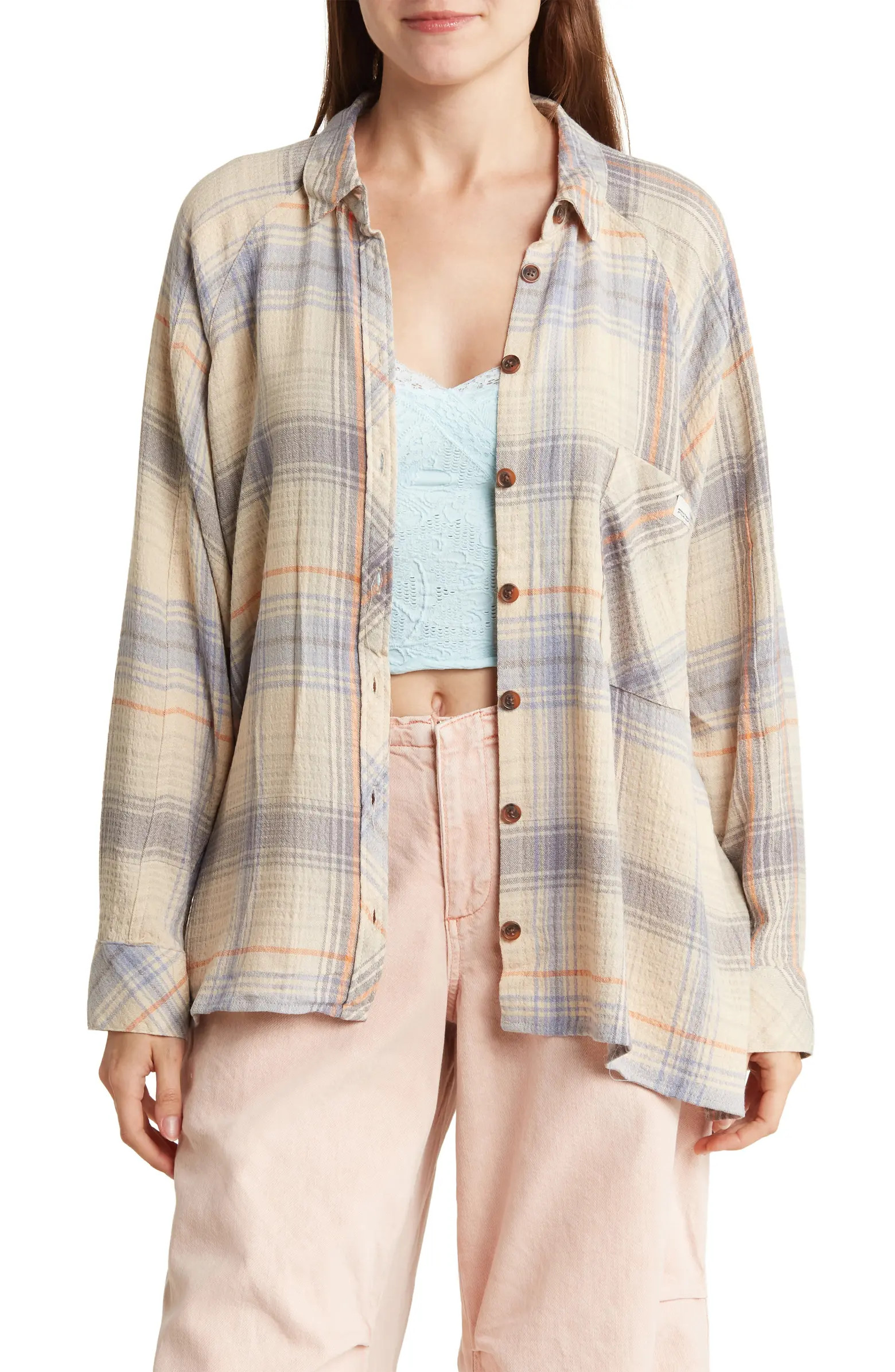 BDG Urban Outfitters Brendan Plaid Long Sleeve Button-Up Tunic Shirt | Nordstromrack | Nordstrom Rack
