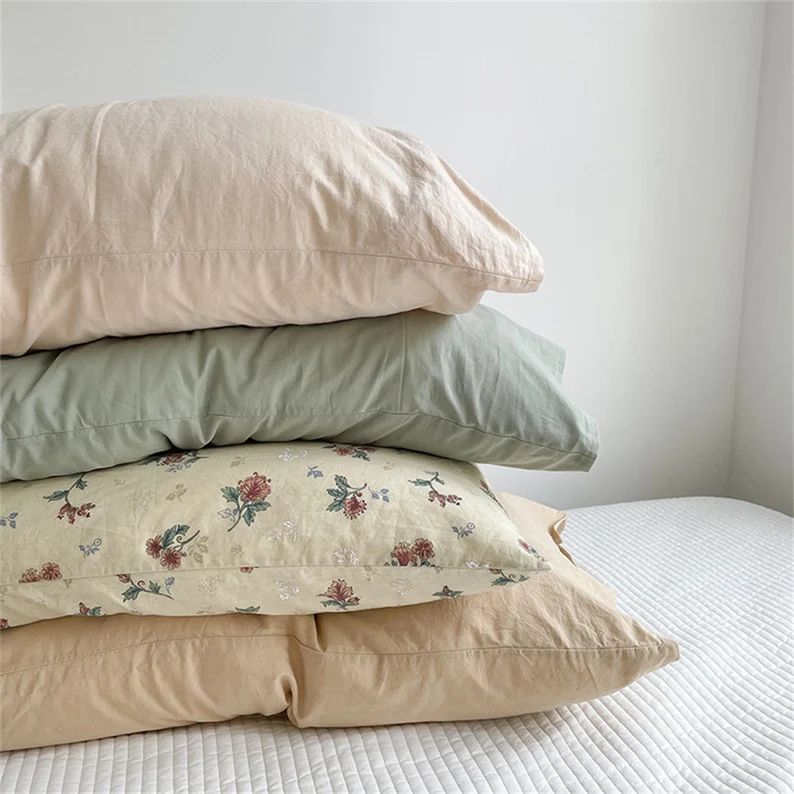 Vintage Floral Pillowcases Cotton Romantic Pillow Cases | Etsy | Etsy (US)
