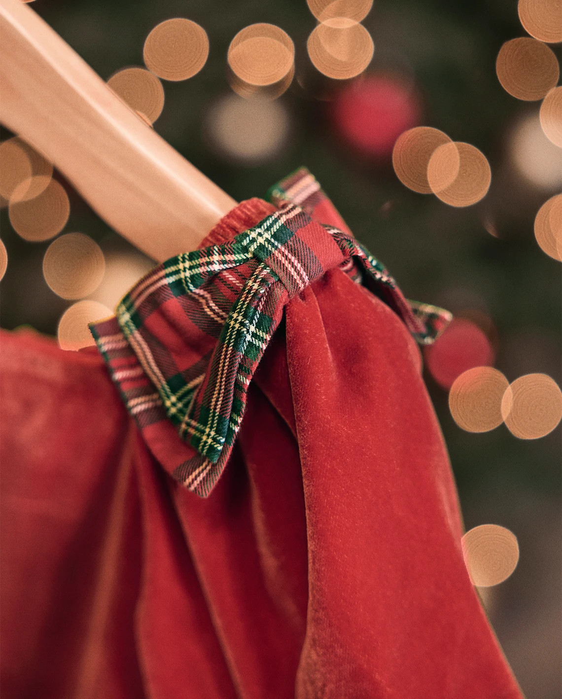 Girls Short Sleeve Plaid Bow Velvet Ruffle Dress - Royal Christmas - RED | Gymboree | Gymboree