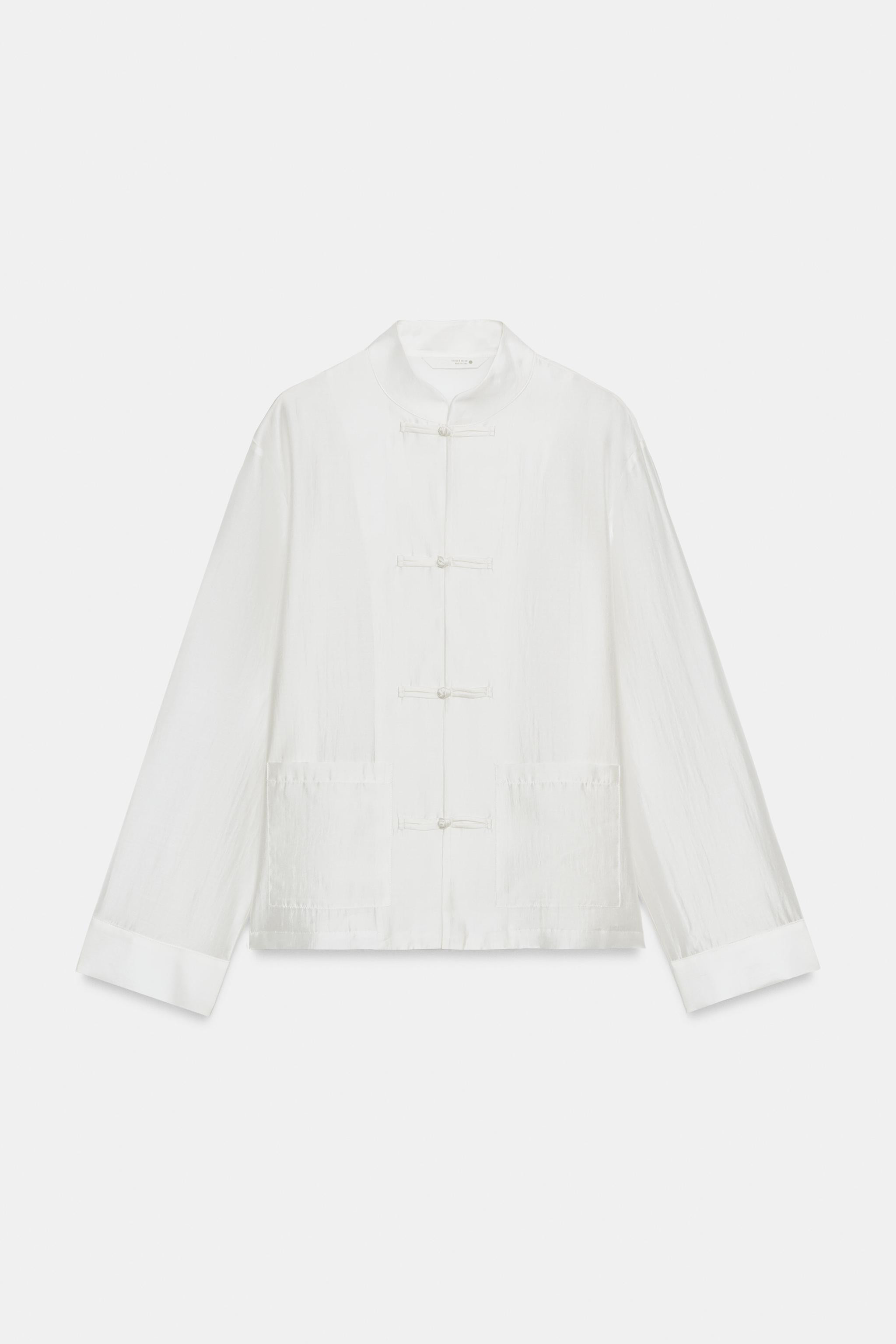 ZW COLLECTION SATIN SHIRT WITH FROG FASTENING | Zara UK