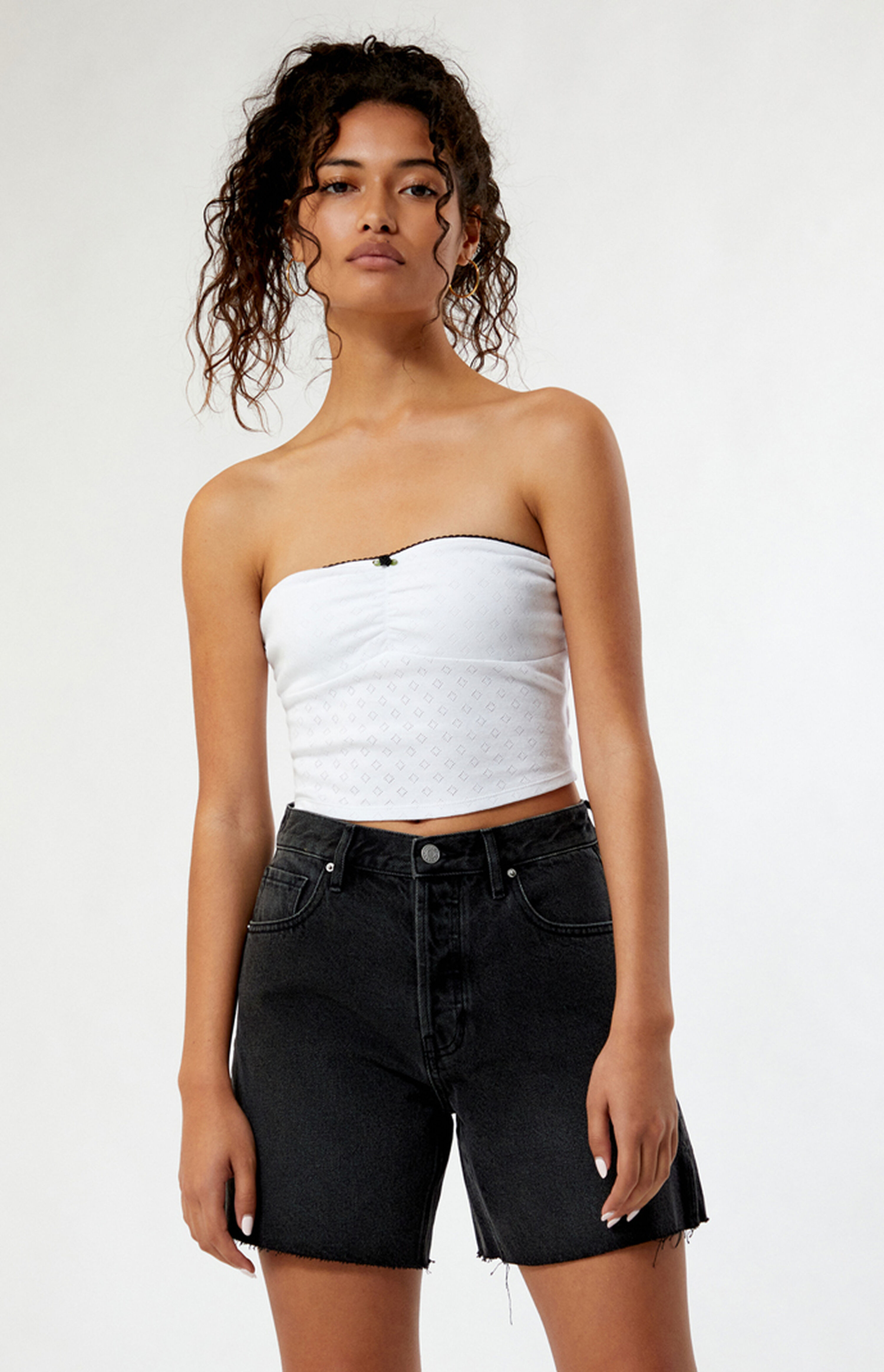 PacSun Eco Black High Waisted Raw Hem Relaxed Jorts | PacSun
