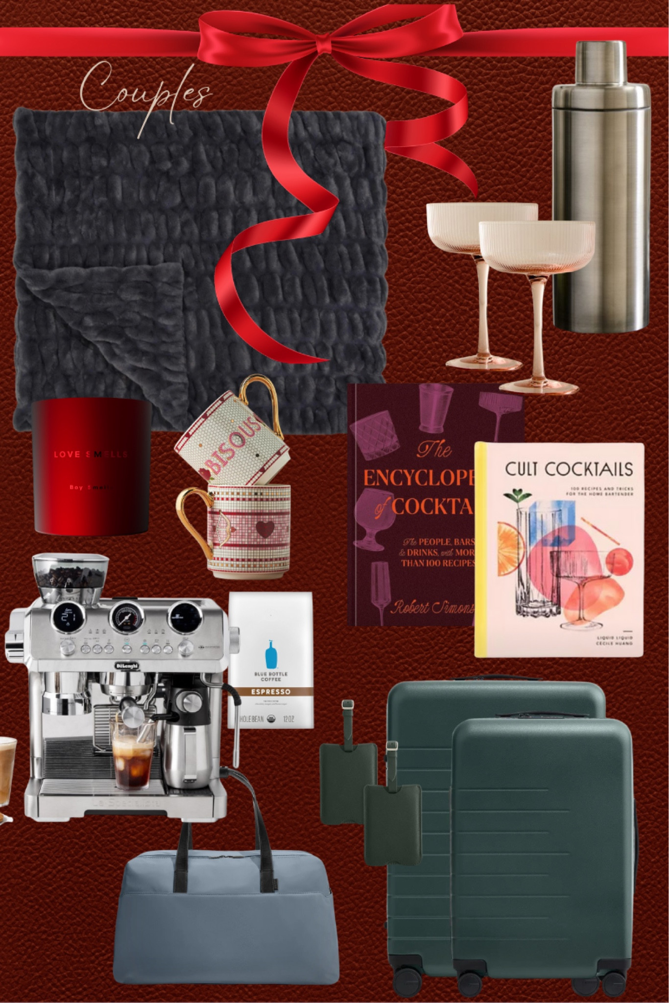 Valentine’s Gift Guide, Couples Edition:
There’s nothing more special than spending time together—time to connect, be playful, or simply snuggle under the softest, most luxurious blanket with a warm drink in hand.
Experience gifts paired with a physical token make for the perfect reminder of the precious moments shared. How about some sleek luggage for a surprise getaway or a gorgeous weekender bag?
Bring the fun home with a mixologist experience for two, or enjoy a cozy brunch together, complete with the perfect latte from your very own private espresso bar.

#LTKSeasonal #LTKGiftGuide #LTKMostLoved