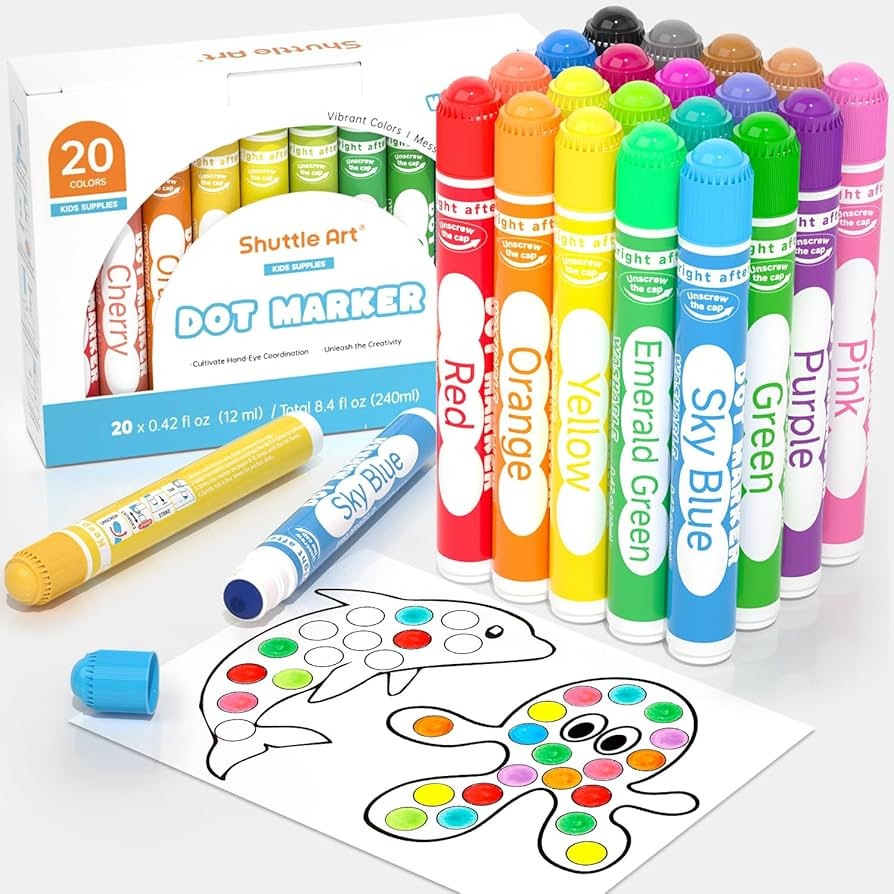 Shuttle Art Dot Markers, 20 Colors Washable Markers for Toddlers,Bingo Daubers Supplies Kids Pres... | Amazon (US)
