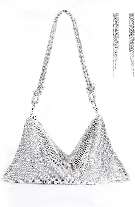 Crystal Evening Bags for Women, Bling Purse Top Handle Handbag, Mesh rhinestone clutch for Party,... | Amazon (US)