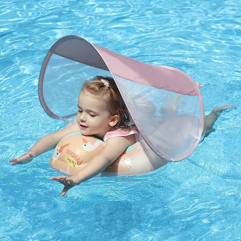 Free Swimming Baby Infant Pool Float with Sun Canopy Size Improved Inflatable Swan Baby Floatie w... | Amazon (US)