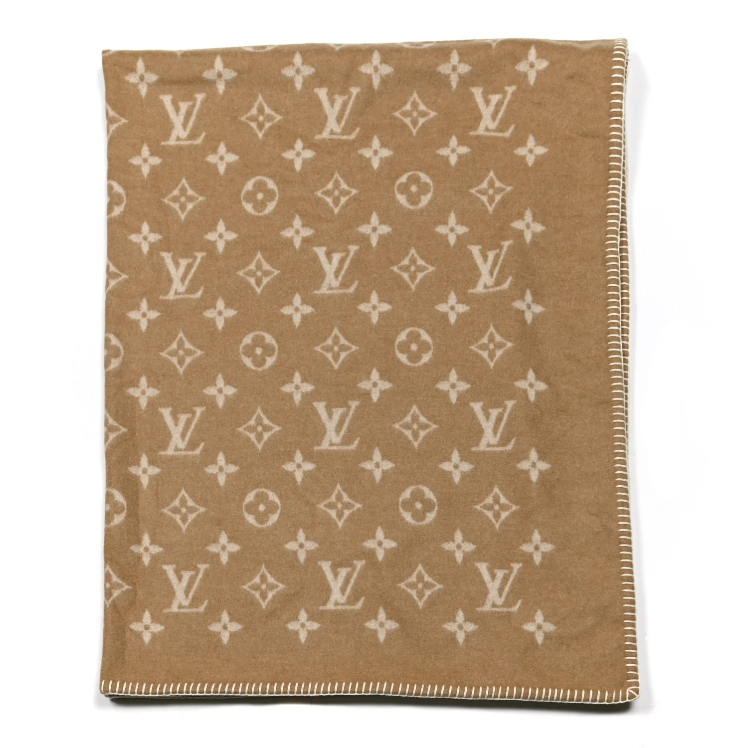 Wool Cashmere Monogram Blanket Beige | FASHIONPHILE (US)
