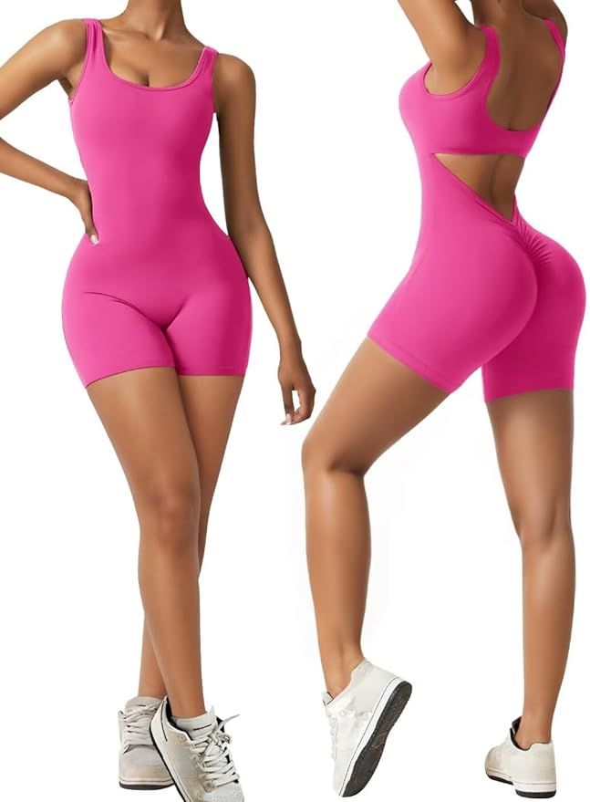 Vertvie Jumpsuits for Women Sexy Backless One Piece Jumpsuit Shorts Sleeveless Tummy Control V Ba... | Amazon (US)