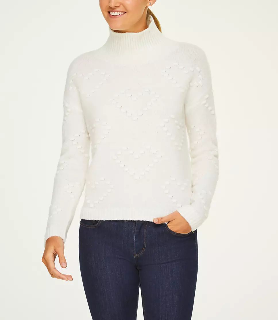 HEART BOBBLE SWEATER | LOFT Outlet