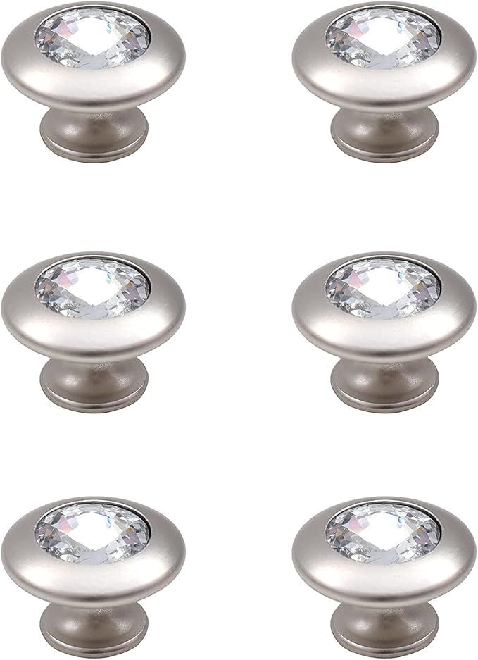 Badgley Mischka 6-Pack Round Glass Decorative Knobs/Pulls for Drawers, Dressers, Closets, Cabinet... | Amazon (US)