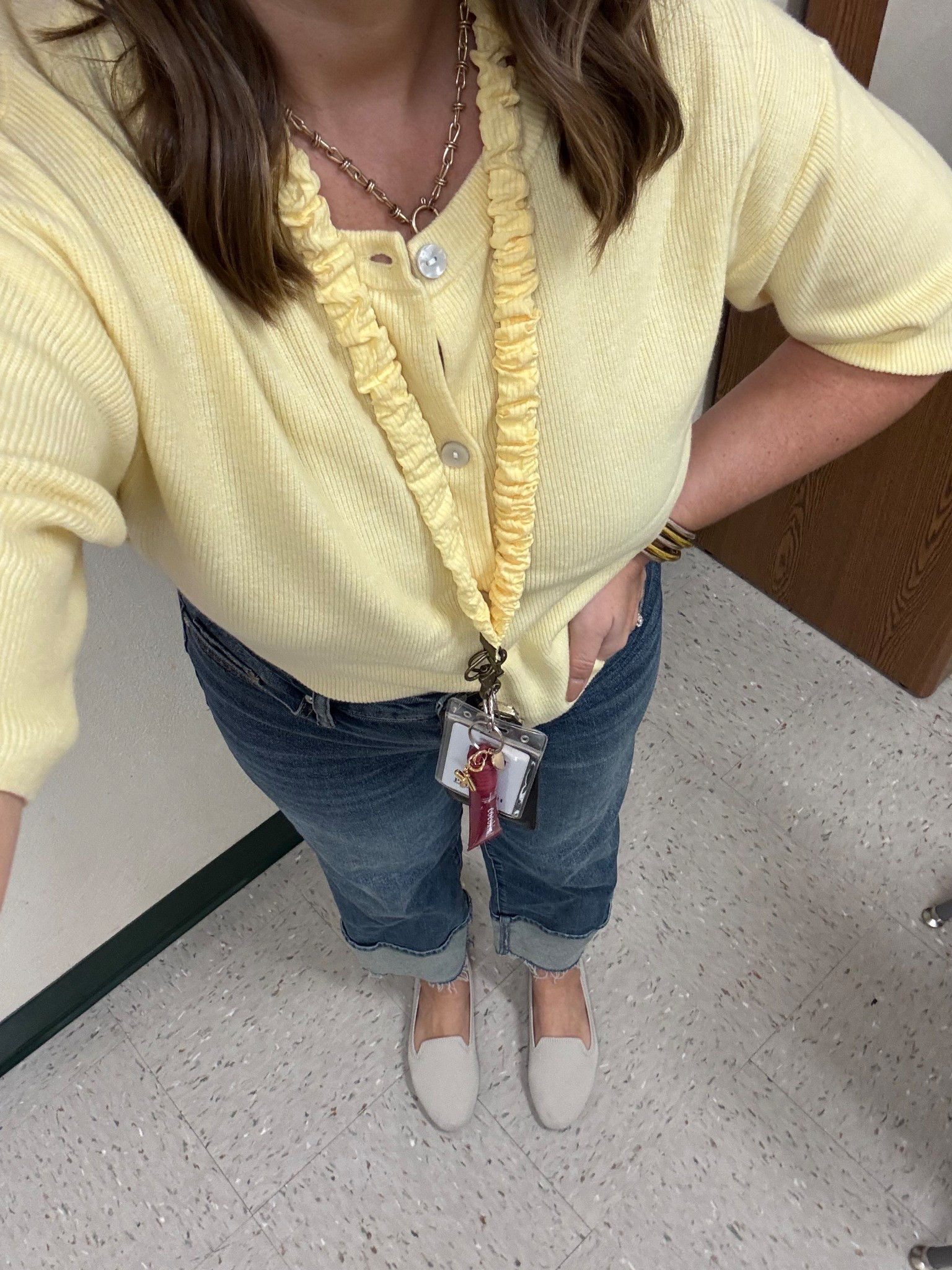 Casual Friday ootd for work! Looove the yellow & these comfy flats 💛

TTS- medium 
Size 10 jeans 

#LTKWorkwear #LTKMidsize #LTKStyleTip