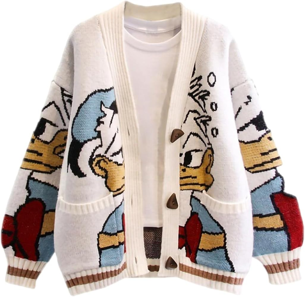 Youshentin Women's Fashion Cardigan Sweater Long Sleeve Loose Button Knitted Cardigan Coat with P... | Amazon (US)