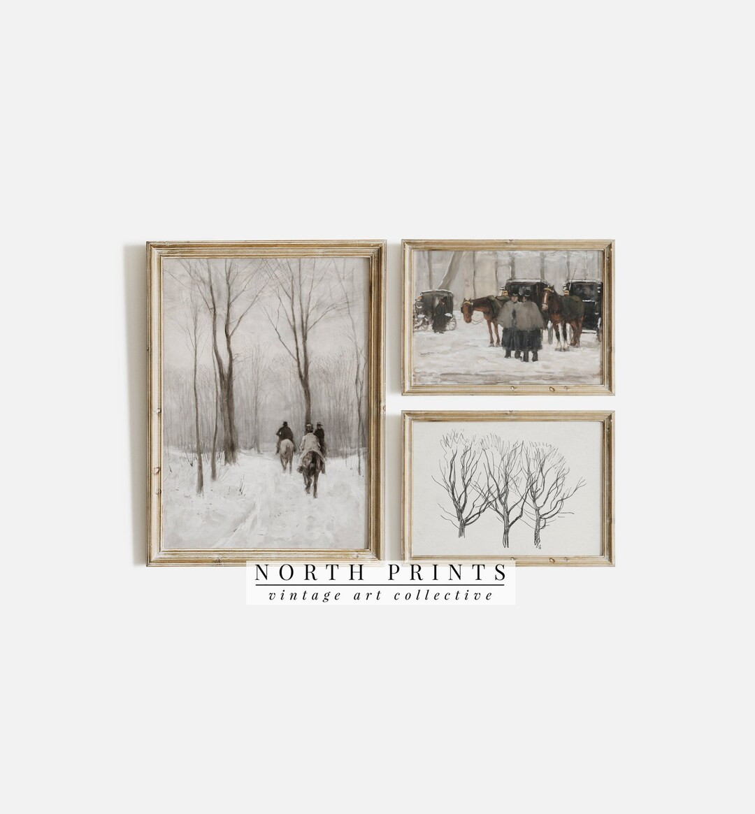 Farmhouse Christmas Vintage Neutral Winter Gallery Wall SET of 3 | PRINTABLE Digital | WS-18 | Etsy (US)