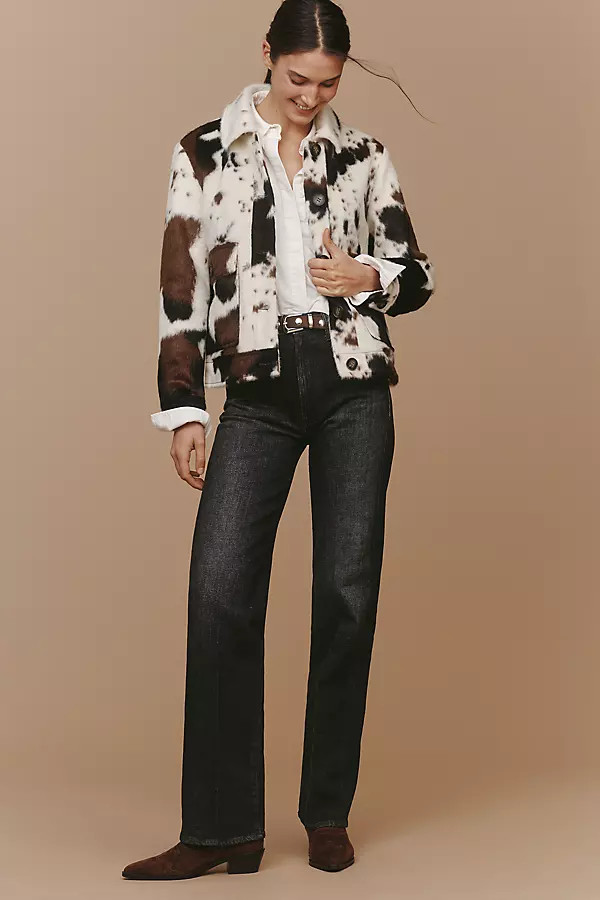 MOTHER Rambler Zip High-Rise Straight jeans | Anthropologie (US)