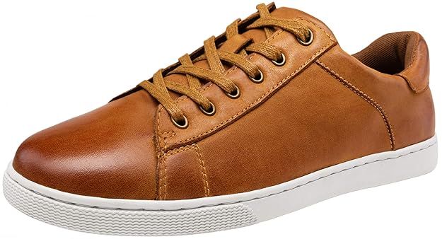 JOUSEN Men's Fashion Sneakers Leather Casual Shoes Business Casual Sneaker | Amazon (US)