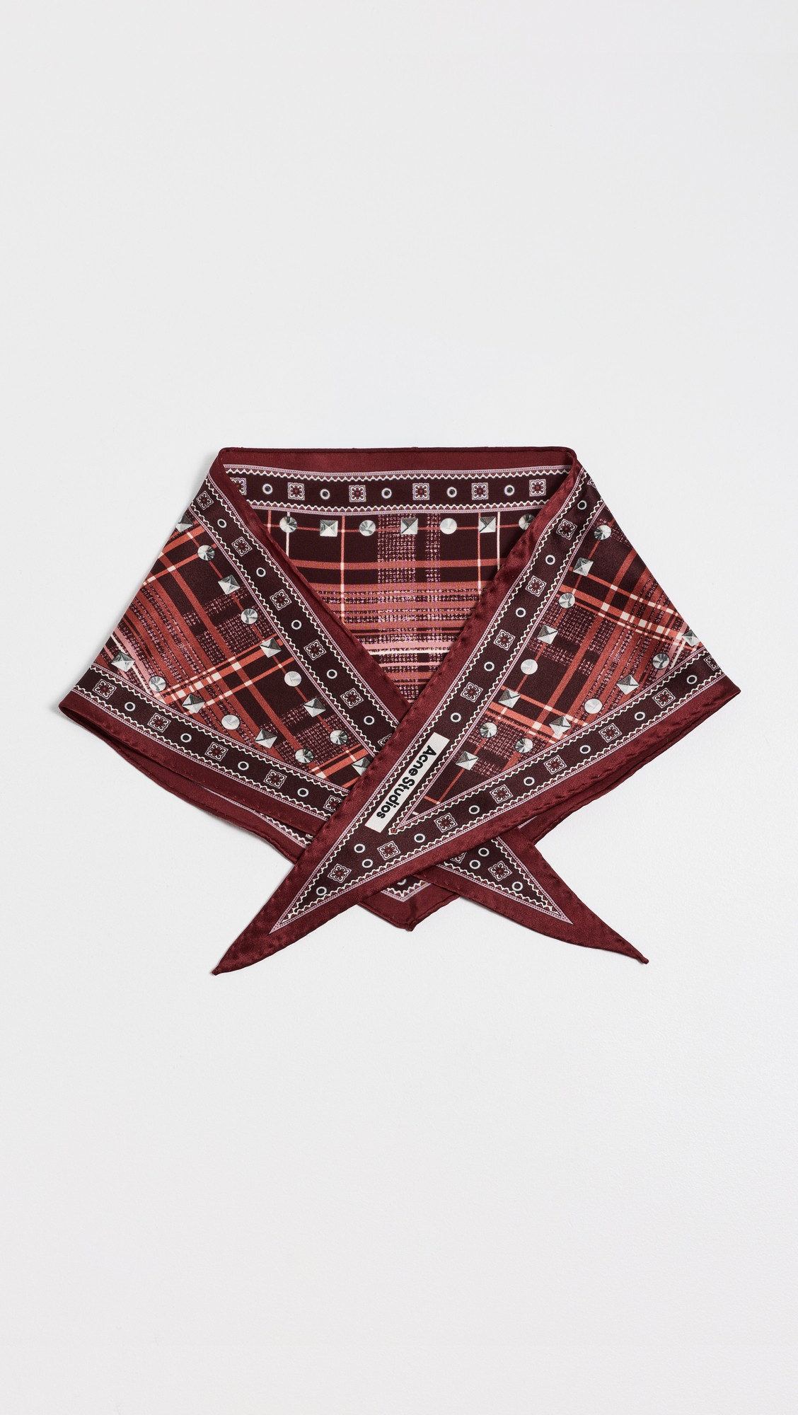 Acne Studios Volta Triangle Check Scarf Burgandy One Size | Shopbop