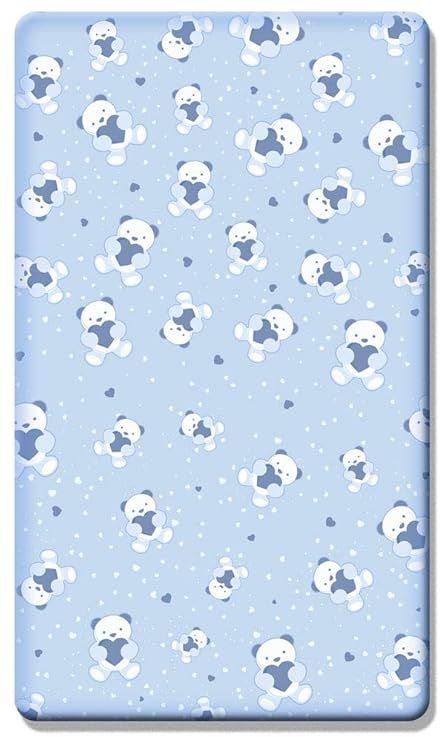 2 x Cot Fitted Sheets 100% Cotton Very Soft (120 x 60 cm) - Cute Teddy Bear Blue | Amazon (UK)