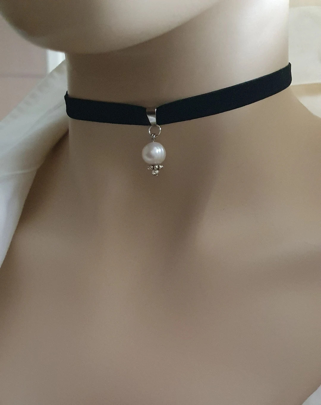 Velvet Choker With Pearl Beads Freshwater Pearl Velvet - Etsy | Etsy (US)