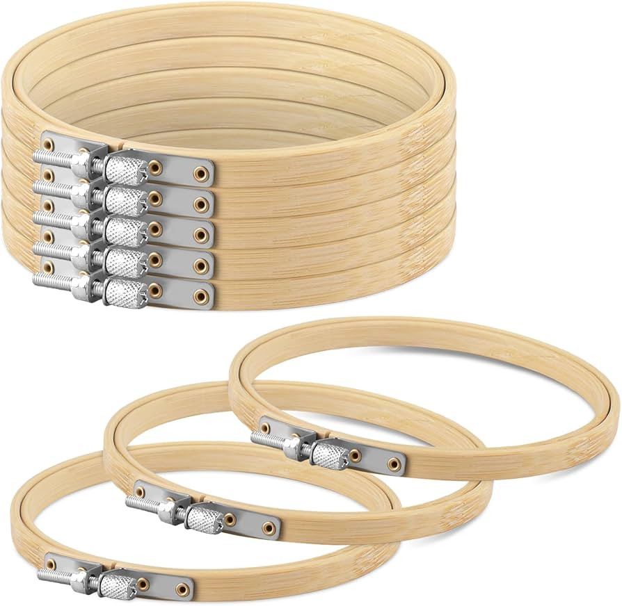 TINDTOP 8 Pieces 6 inch Embroidery Hoops, Bamboo Frame Circle Cross Stitch Hoop Ring Embroidery H... | Amazon (US)