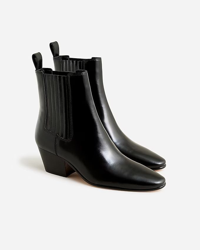 Western ankle boots in leather | J.Crew US