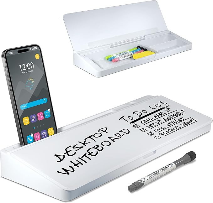 Desktop Whiteboard - Glass Dry Erase White Board- Desk Computer Buddy – Home Office & Studying ... | Amazon (US)