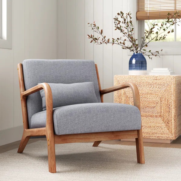 Hertford Lyquinn 25.78'' Wide Linen Armchair With Solid Wood Foot | Wayfair North America