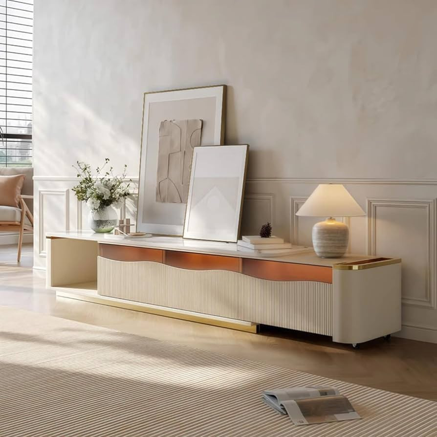 ALIVING TV Stand Extendable Entertainment Center for Living Room Bedroom Console Table with LED L... | Amazon (US)