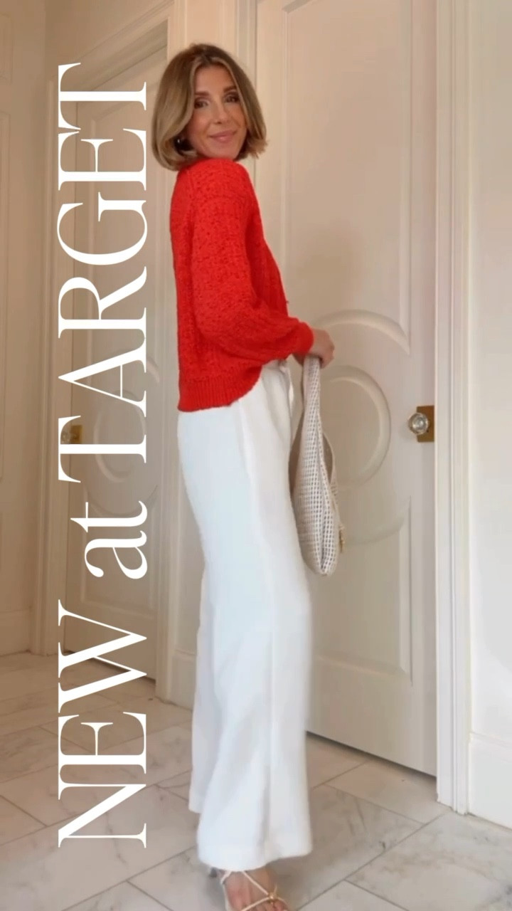 New arrivals at @Target for spring. The viral wide leg pants pair so perfectly with this pop of red!

#LTKootd