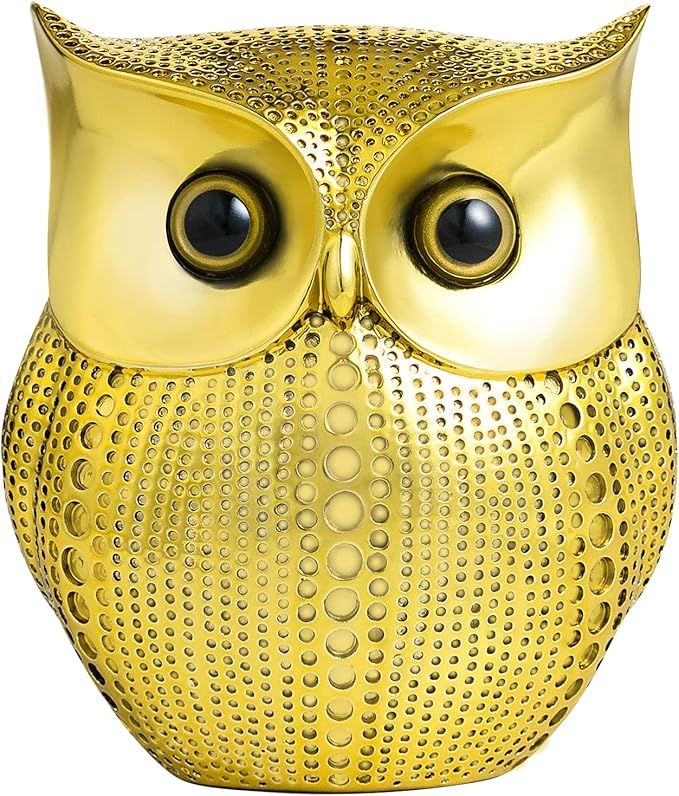 APPS2Car 3D Gold Owl Statue Home Decors, Modern Golden Style Decorative Ornaments, Bookshelf Fire... | Amazon (US)