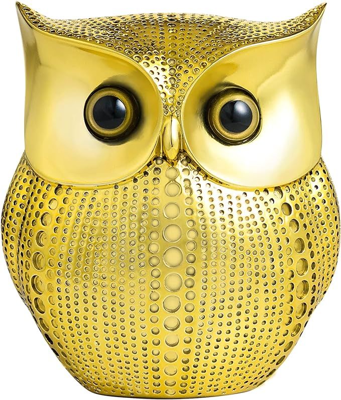 APPS2Car 3D Gold Owl Statue Home Decors, Modern Golden Style Decorative Ornaments, Bookshelf Fire... | Amazon (US)