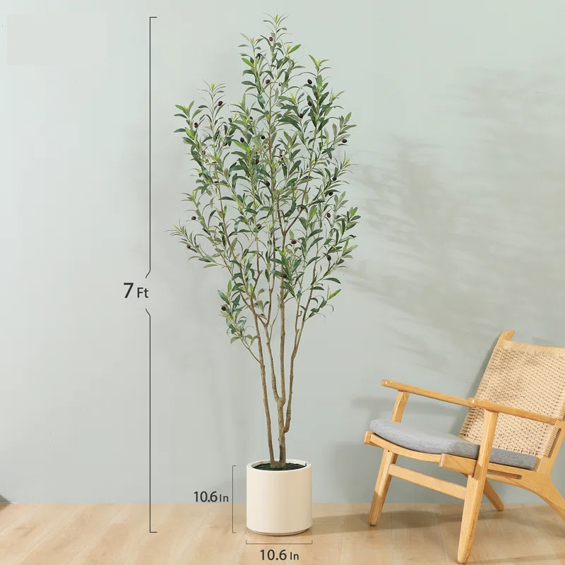 Adcock Faux Olive Tree in White Planter, Lifelike Fake Olive Plant for Indoor and Outdoor Decor | Wayfair North America