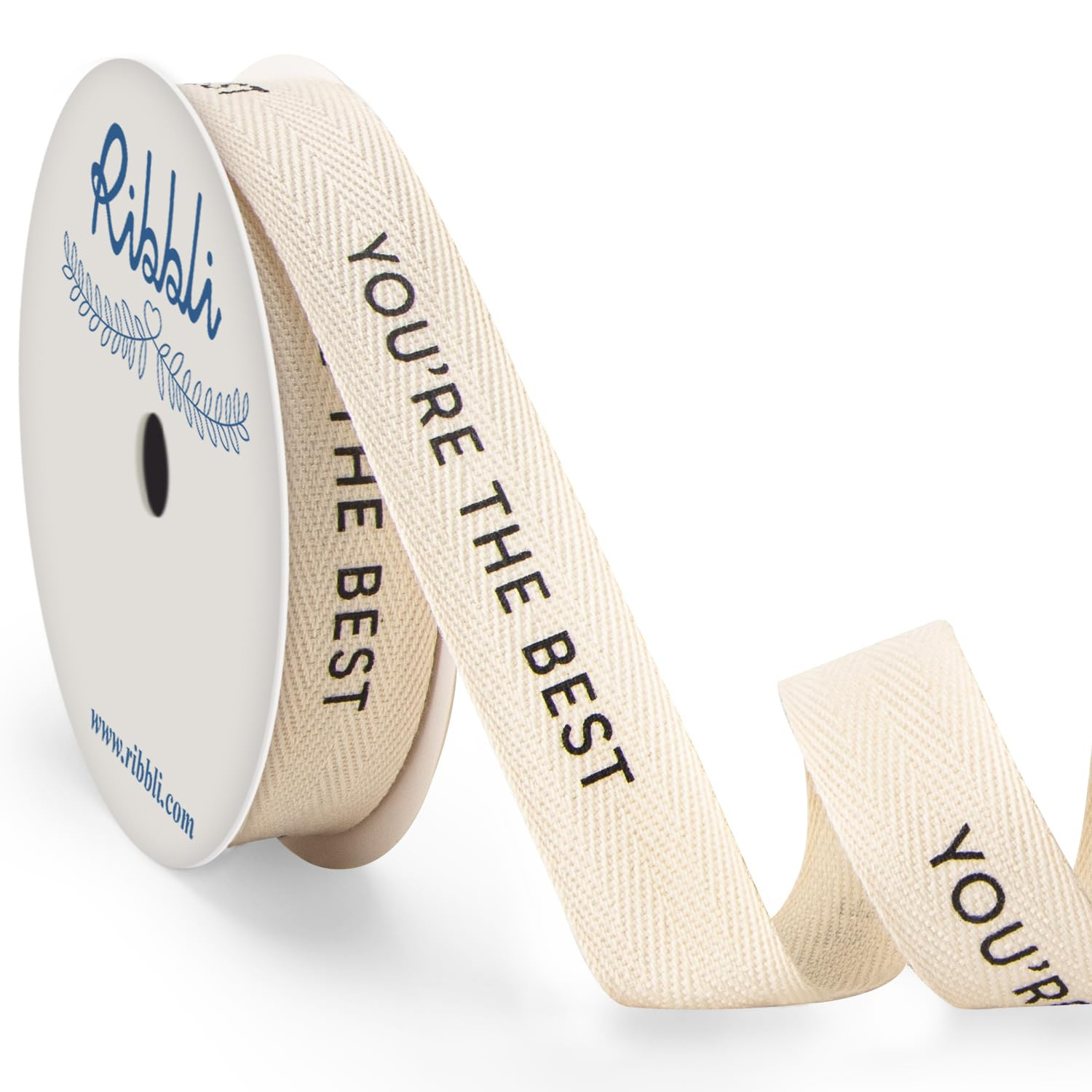 Ribbli Cotton Ribbon Natural Twill Tape Cotton with Black You’re The Best Printed Farmhouse Rib... | Amazon (US)