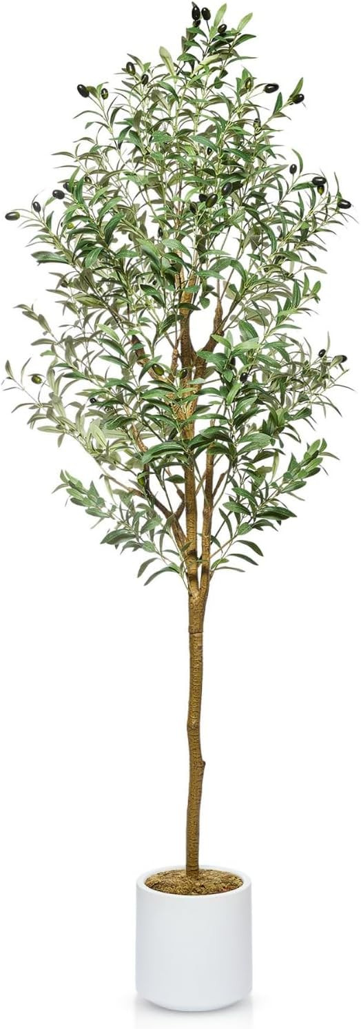 Faux Olive Tree 7ft - Realistic Olive Trees Artificial Indoor Home Decor - Potted Fake Tree with ... | Amazon (US)