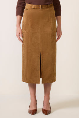 SOLSET Women's Shelly Suede Midi Skirt, Size XL, Cognac Brown | Evereve