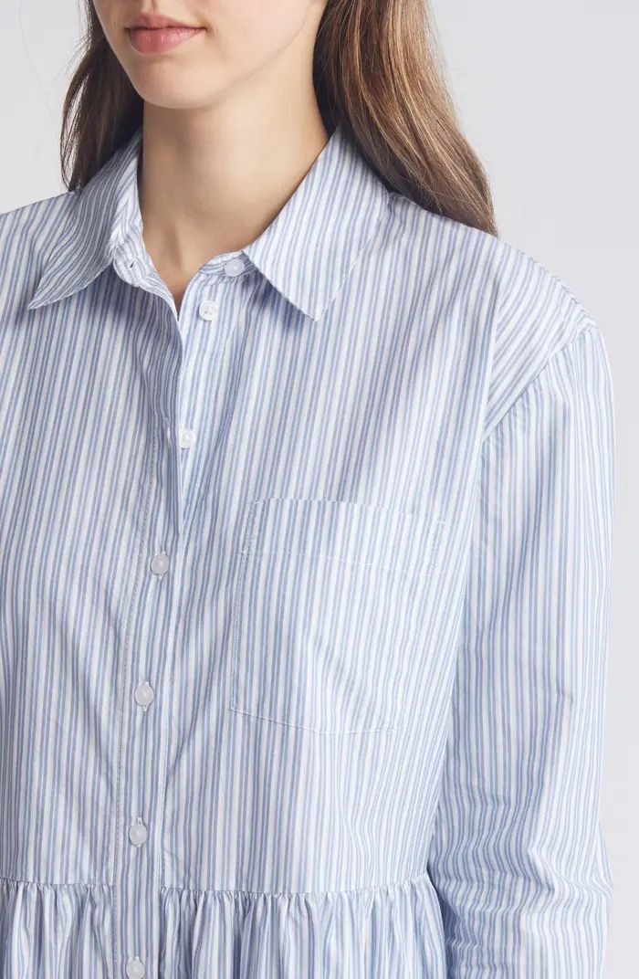 Caslon® Stripe Tiered Long Sleeve Shirtdress | Nordstrom | Nordstrom