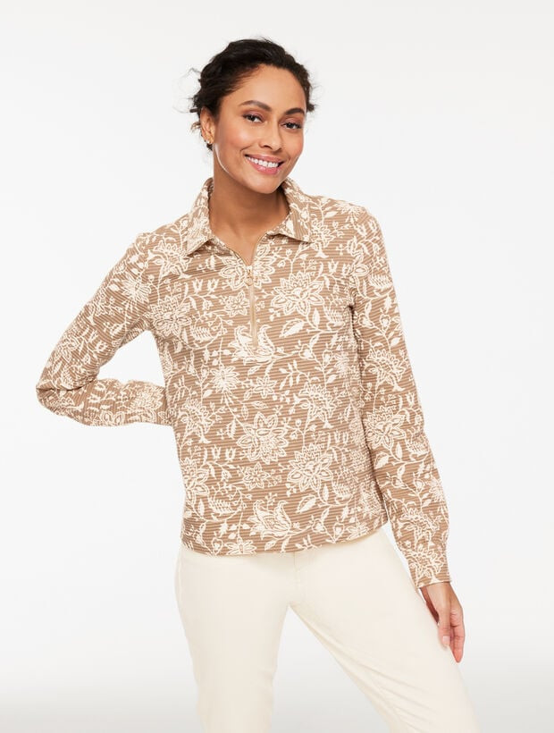 Ottoman Knit Half-Zip Pullover - Dreamy Floral | Talbots