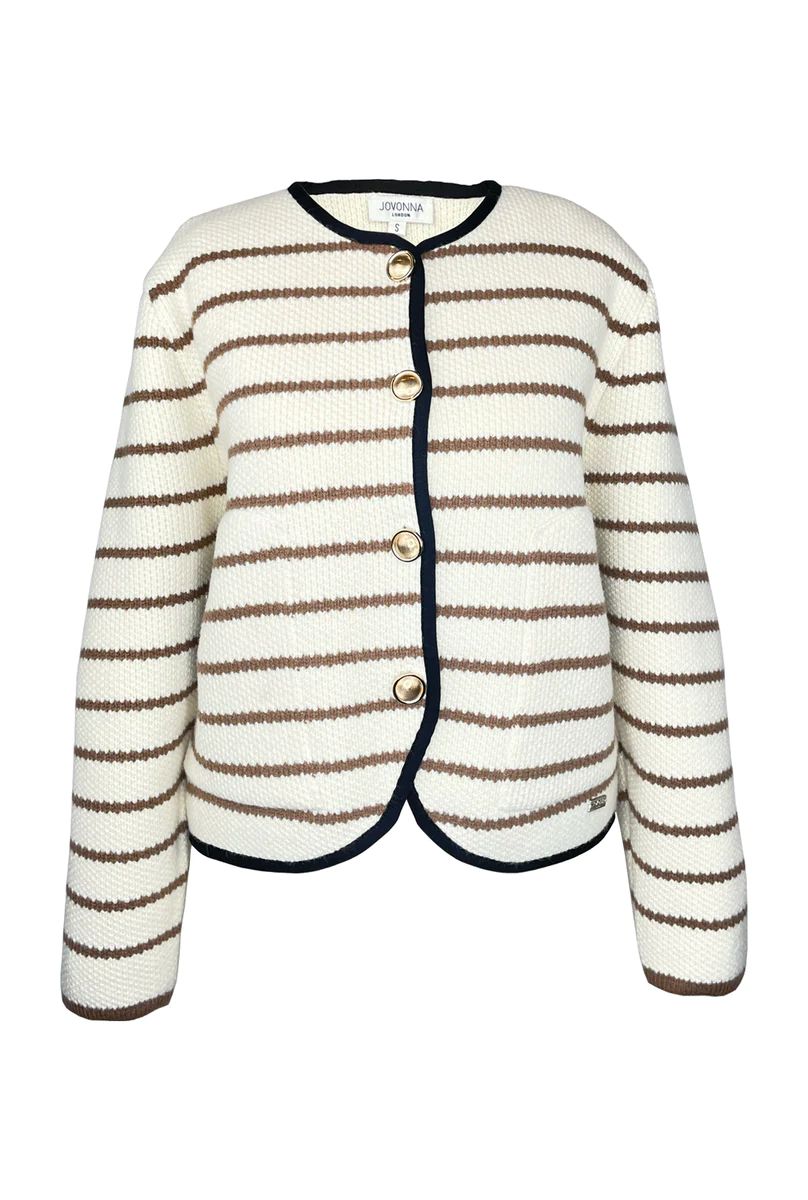 NED KNITTED CARDIGAN BROWN | Jovonna London