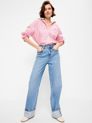 Oversized Button-Down Boyfriend Shirt | Old Navy (US)