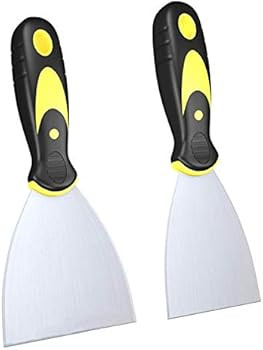 SXBBSMC Putty Knife, Spackle Knives, 2 Piece Metal Steel Drywall Tools with Soft Rubber Handle Scrap | Amazon (US)