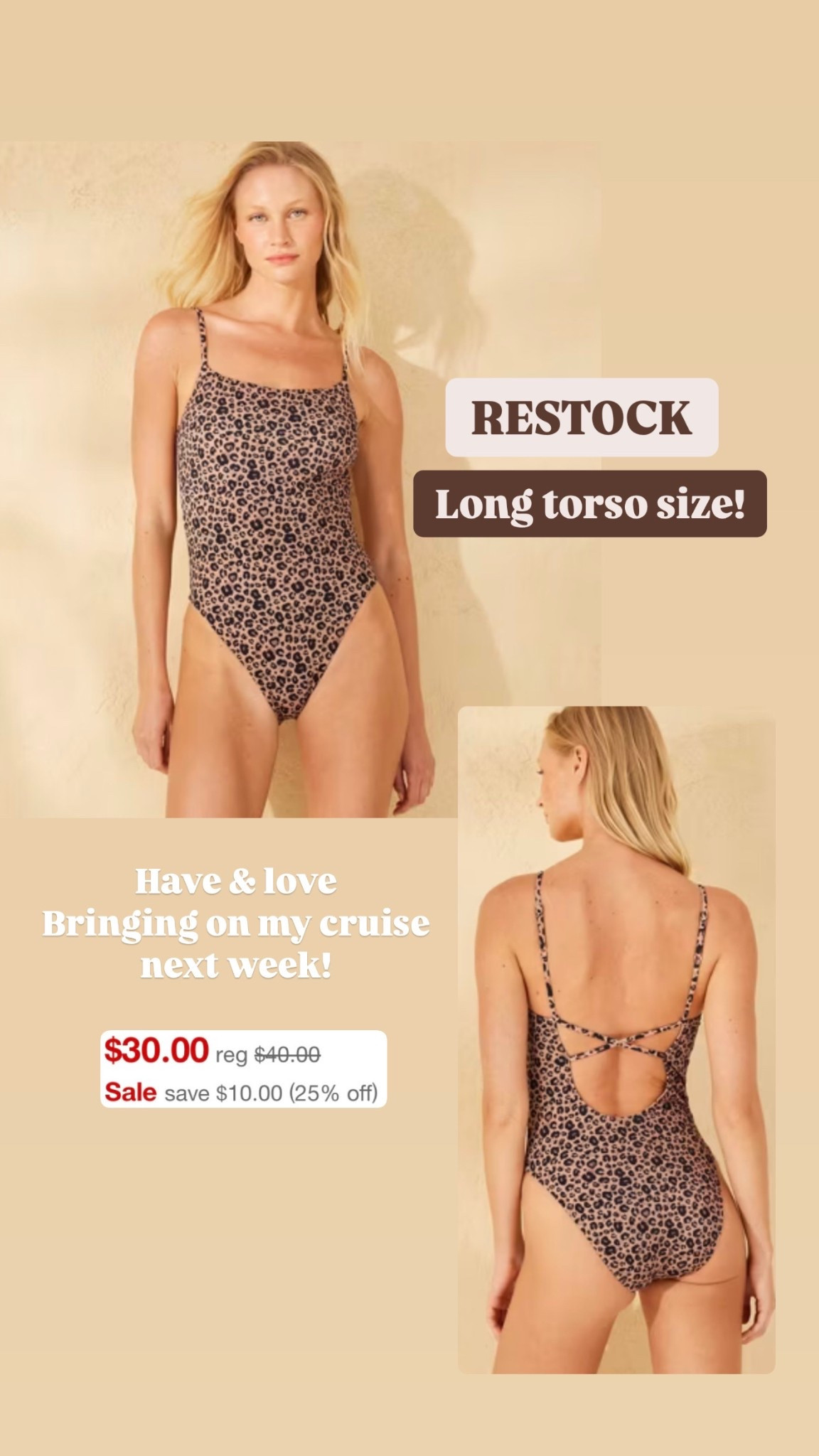 Long torso swimsuits now 25%off! Bringing this one on my cruise next week

#LTKSwim #LTKSeasonal #LTKTravel