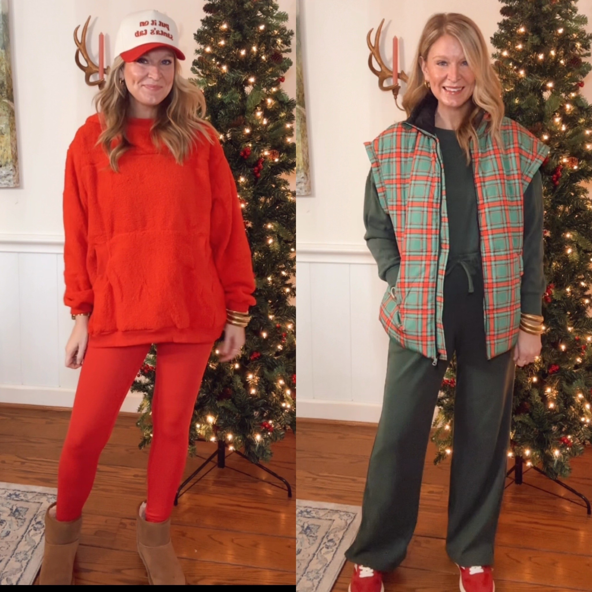 Team red or green? ❤️💚 . 

Ok, not my best moment filming from the front camera for this reel. 😂 the hat says “Put it on Santa’s tab”. 🎅🏼

I think I’m team red in general but this set is so comfy! 

#christmas #festive #christmastime #redandgreen