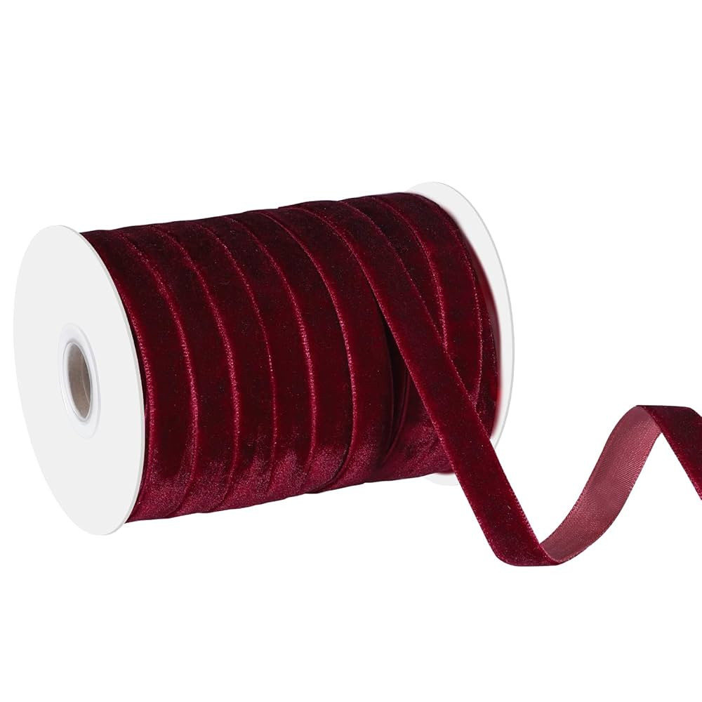 Dark Red Velvet Ribbon 3/8 Inch X 30 Yards Burgundy Velvet Ribbon Christmas Ribbons for Christmas... | Amazon (US)